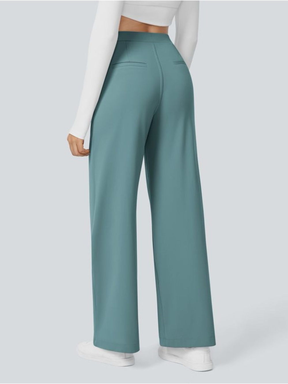 HALARA Flex DayStretch High Waisted Pocket Straight Leg Work Pants - Artic - Picture 2 of 4